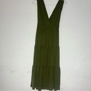 Authentic Diane Von Furstenberg Elegant Olive Green Maxi Stretchy Dress SZ 2